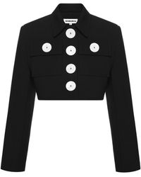 KEBURIA - Button Embellished Cropped Jacket - Lyst