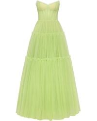 Millà - Light Tulle Maxi Dress With Ruffled Skirt, Garden Of Eden - Lyst