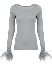 Andreeva - Knit Top With Detachable Feather Cuffs - Lyst