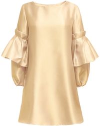 ANITABEL - Champagne Shift Dress With Puff Sleeves - Lyst