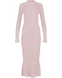 Andreeva - Peach Maxi Knit Dress With Pearls Buttons - Lyst