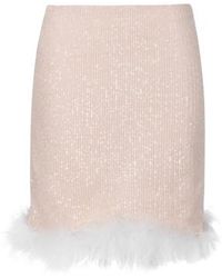 F.ILKK - Nude Sequined Skirt With Feathers - Lyst