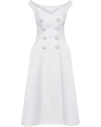 Lily Was Here - Ecru Cocktail Dress With Buttons - Lyst