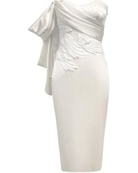 ANITABEL - Draped Midi Registry Dress With Waist Beading - Lyst