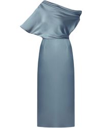 UNDRESS - Ilene Satin Asymmetric Midi Evening Dress - Lyst