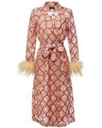 Andreeva - Peach Coat № 23 With Detachable Feathers Cuffs - Lyst
