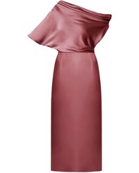 UNDRESS - Ilene Fire Brick Satin Asymmetric Midi Dress - Lyst