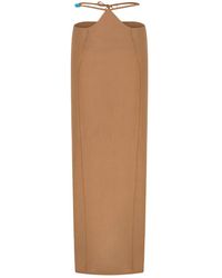 Ila - Avani-Linen Midi Skirt With Triangle Shaped Detail - Lyst