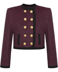 KEBURIA - Wool Cropped Double-Breasted Blazer - Lyst