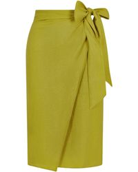 Femponiq - Linen And Cupro-Blend Bow Tie Wrap Skirt () - Lyst