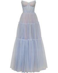 Millà - Cloudy Tulle Maxi Dress With Ruffled Skirt, Garden Of Eden - Lyst