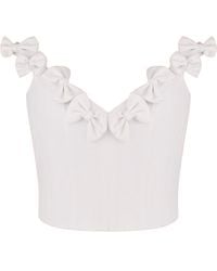Total White - Denim Top With Bows - Lyst