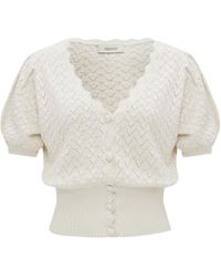 CRUSH Collection - Scalloped Silk And Cotton Blend Cardigan - Lyst