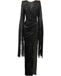 ANITABEL - Sequin Wrap Dress With Long Fringe Sleeves - Lyst