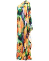 Lora Istanbul - Lia Satin Multi Color One Shoulder Maxi Dress - Lyst