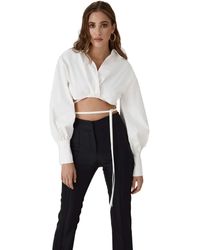 Lita Couture - Crop Top With Bishop Sleeves - Lyst