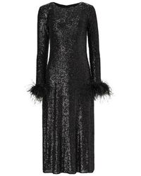 Lita Couture - Open-Back Sequins Dress With Feathers - Lyst