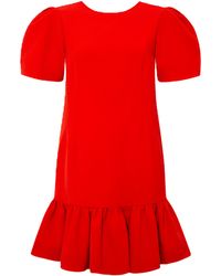 Femponiq - Pleated Shoulder Peplum Hem Cady Dress (Watermelon) - Lyst