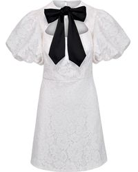 Lily Was Here - Elegant Ecru Lace Dress With A Tied Sash - Lyst