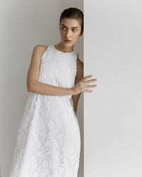 SELEZZA LONDON Eliza Cotton Lace Midi Dress - White