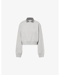Miu Miu - Contrast-Stripe Collared Cotton Sweatshirt - Lyst