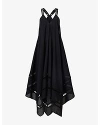 AllSaints - Lil Embroidered-Trim Asymmetric-Hem Cotton Maxi Dress - Lyst