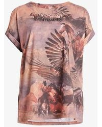 AllSaints - Tia Graphic-print High-neck Stretch Recycled-polyester Top - Lyst