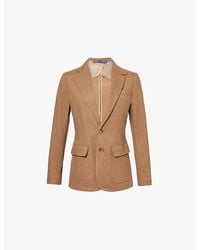 Polo Ralph Lauren - Herringbone-Weave Single-Breasted Wool And Cotton Blazer - Lyst