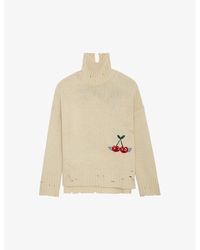 Zadig & Voltaire - Bleeza Cherry-embroidered Relaxed-fit Wool Jumper - Lyst