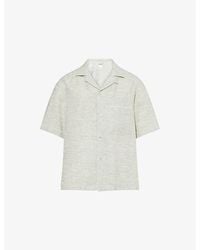 Eleventy - Classic-Collar Topstitched Linen Shirt - Lyst