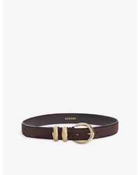 Sandro - Round-Buckle Suede Belt - Lyst