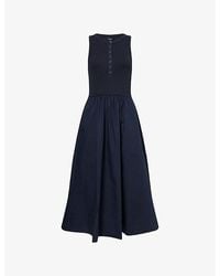 ME+EM - Button-Front Flared-Skirt Cotton-Blend Maxi Dress - Lyst