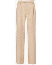 Gucci - Monogram-pattern Wide-leg High-rise Wool Trousers - Lyst