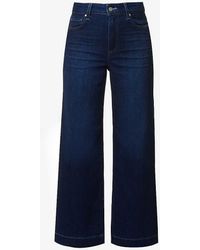 PAIGE - Anessa Distressed Mid-rise Wide-leg Cotton-blend Jeans - Lyst