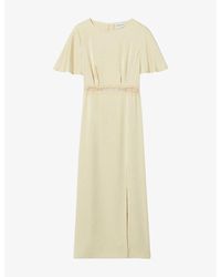 Claudie Pierlot - Open-Back Lace-Trim Satin Maxi Dress - Lyst
