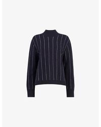 Whistles - Striped Funnel-Neck Wool Jumper - Lyst