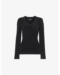 Whistles - V-Neck Chenille-Textured Stretch-Knit Jumper - Lyst