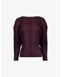 eem - Boat-Neck Batwing-Sleeve Plisse Woven Top - Lyst