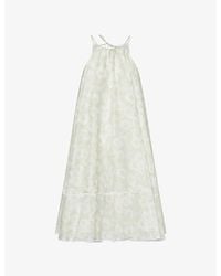 Stella McCartney - Daisy-Print Halter-Neck Cotton Mini Dress - Lyst