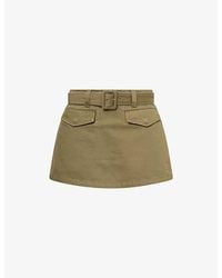 Self-Portrait - Belted Flap-Pocket Denim Skort - Lyst