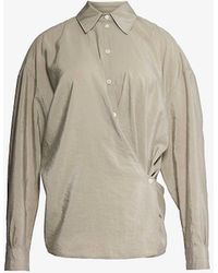 Lemaire - Twisted Wrap-front Silk-blend Shirt - Lyst