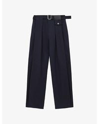 Loewe - Pleated Adjustable-Belt Silk-Cotton Blend Trousers - Lyst