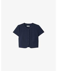 Sandro - Round-Neck Button-Down Stretch-Woven Crop Top - Lyst