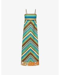 ALÉMAIS - Charlie Chevron-Stripe Linen Midi Dress - Lyst
