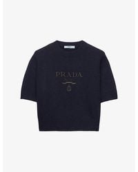 Prada - Logo-Intarsia Cashmere-Wool Blend Knitted Jumper - Lyst