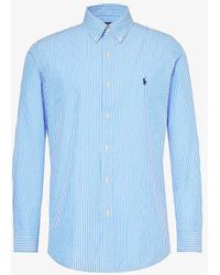 Polo Ralph Lauren - Brand-embroidered Stripe-pattern Stretch-cotton Shirt X - Lyst