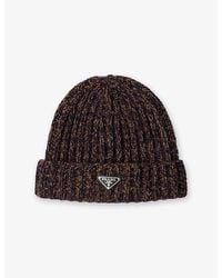 Prada - Logo-Plaque Wool And Cashmere-Blend Beanie Hat - Lyst