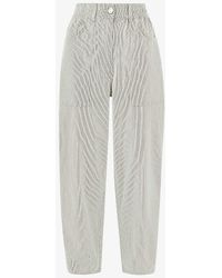 Whistles - Tessa Striped Tapered Mid-rise Stretch-cotton Trousers - Lyst