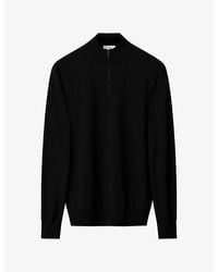 Eton - Quarter Zip Knitted Merino-Wool Jumper - Lyst