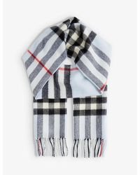 Burberry - Giant Check Fringed Cashmere Scarf - Lyst
